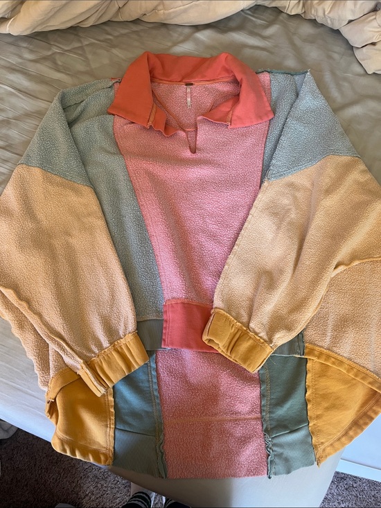 Free People Tops - Free people color block oversized sweatshirt zip